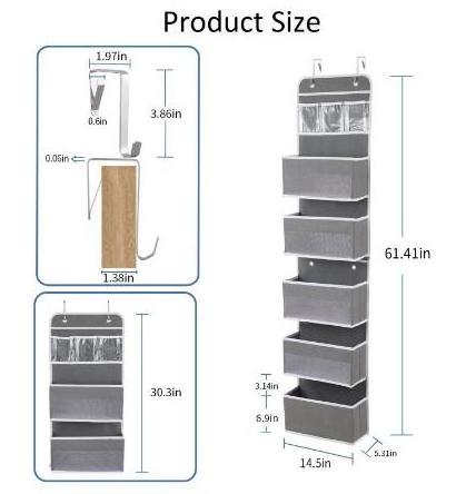 Hanging Closet Organizer 6-layer Wall Mount Storage Bag 61.41*5.31*14.5 inch non -woven fabric Door hanging Bag