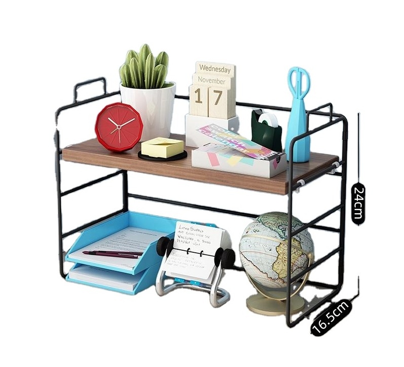 Portable Office Desktop Storage Shelf Table Multi-layer Iron Art Table Desk Finishing Small Shelf Bookshelf Shelf