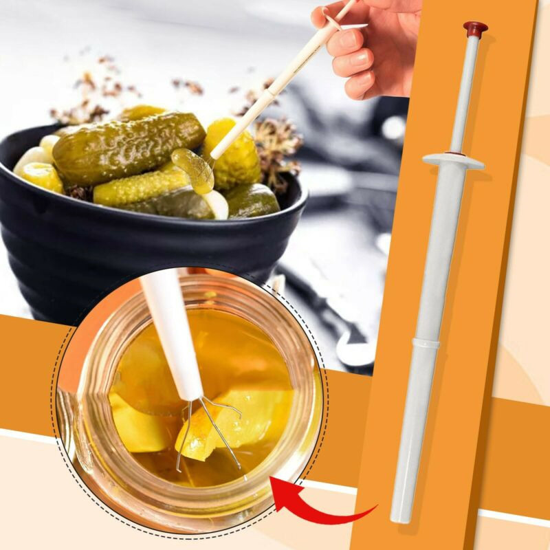 8-Inches Kitchen Gadgets Accessories Plastic Food Pickled Cabbage Pickle Olive Pepper Grabber Pincher Picker for Deep Bottle