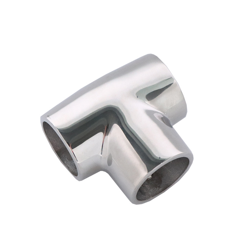 90 Degree 3 way elbow Stainless Steel 1 Inch Rail Tee Fitting for Boats