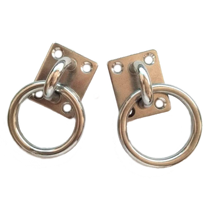 Stainless 6mm Square Ceiling Hook Pad Eye Plate With Ring For Hanging