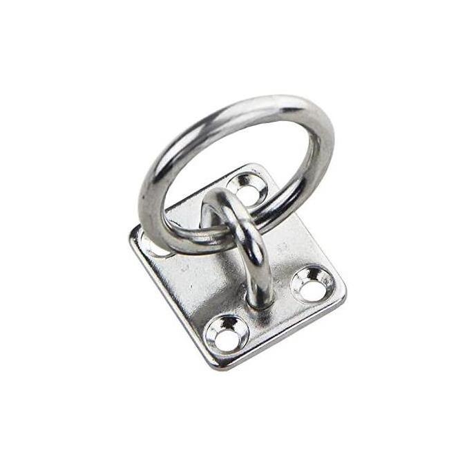 Stainless 6mm Square Ceiling Hook Pad Eye Plate With Ring For Hanging