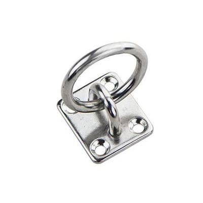 Stainless 6mm Square Ceiling Hook Pad Eye Plate With Ring For Hanging