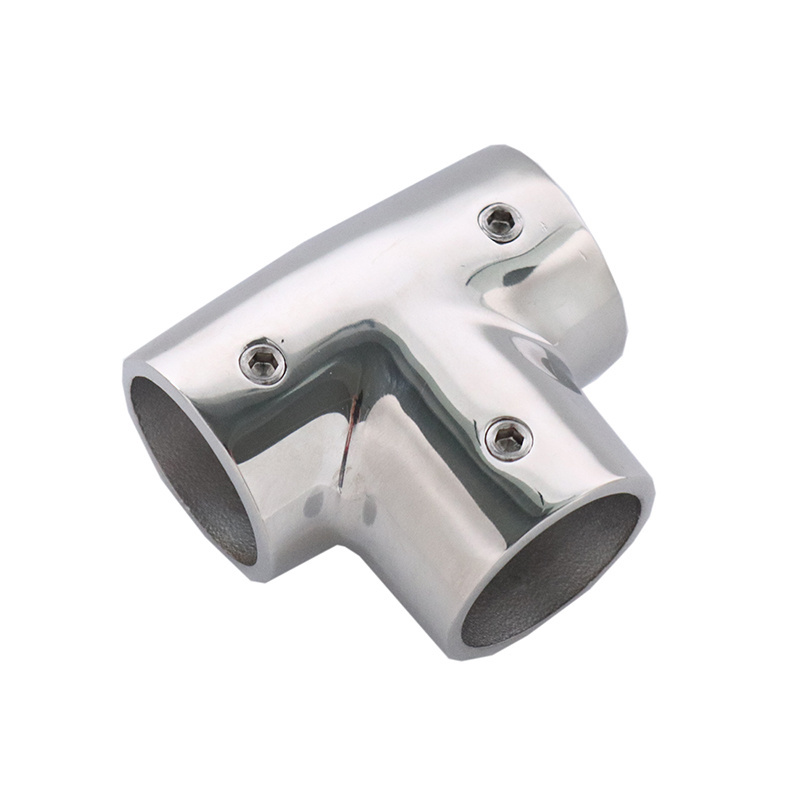 90 Degree 3 way elbow Stainless Steel 1 Inch Rail Tee Fitting for Boats