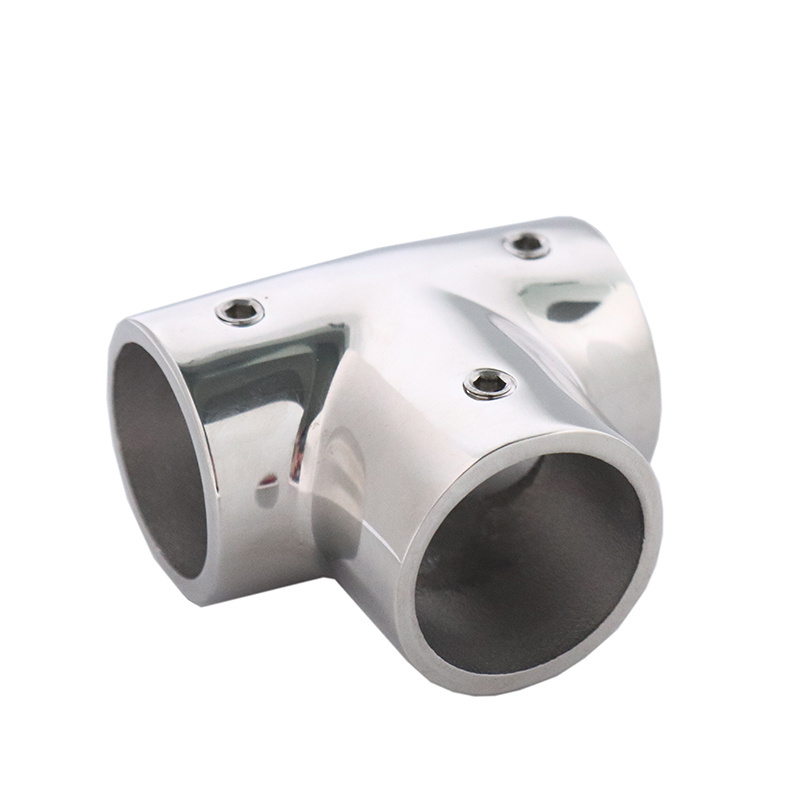 90 Degree 3 way elbow Stainless Steel 1 Inch Rail Tee Fitting for Boats