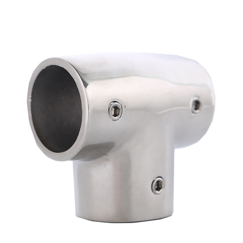 90 Degree 3 way elbow Stainless Steel 1 Inch Rail Tee Fitting for Boats