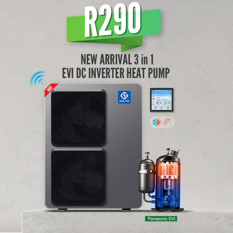 NuLite New Energy R290 R32 erP A+++ 12KW 15KW 16KW 18KW 20KW Heatpump Air to Water EVI DC Inverter Air Source Heat Pump