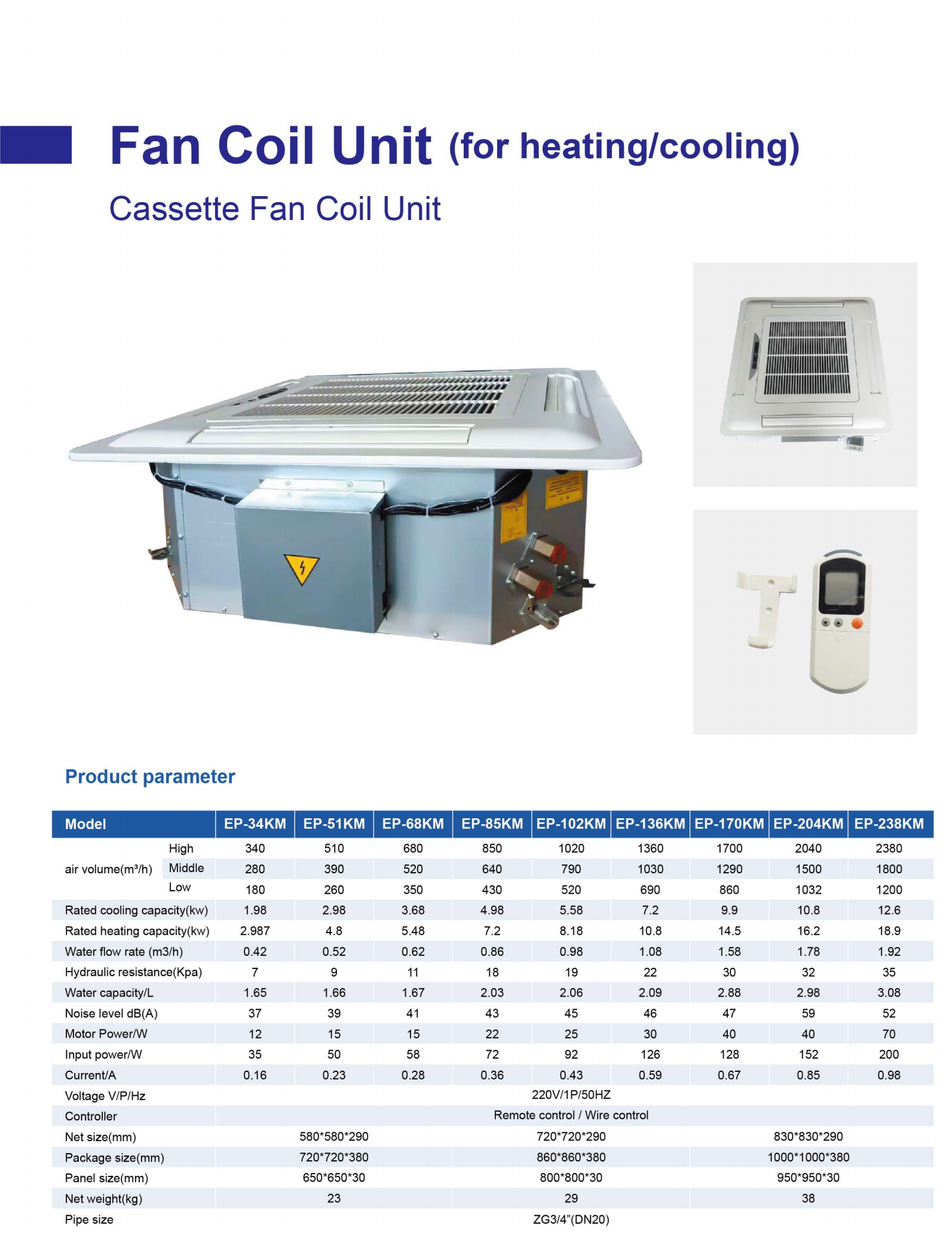 For Heating &Cooling, Heat Pump Wall mounted/Horizontal Concealed/Floor standing/CASSETTE/Floor Standing Fan coil units