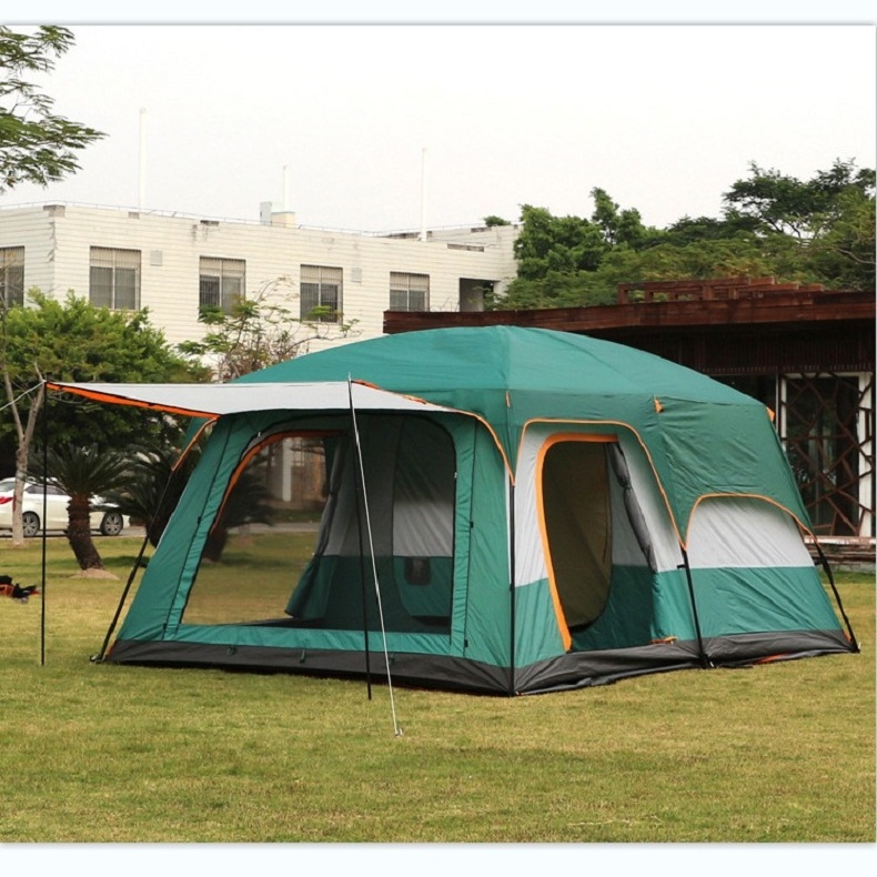 Factory customized 5-8 person Luxury Large Dome Double layers Family Waterproof Folding two rooms Outdoor Camping Tents