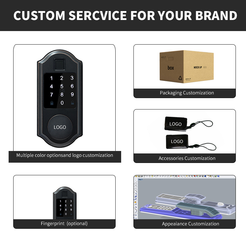 Home Security TTlock APP BLE Remote Keyless Aluminum Wooden Steel Door Intelligent Fingerprint Password Deadbolt Smart Door Lock