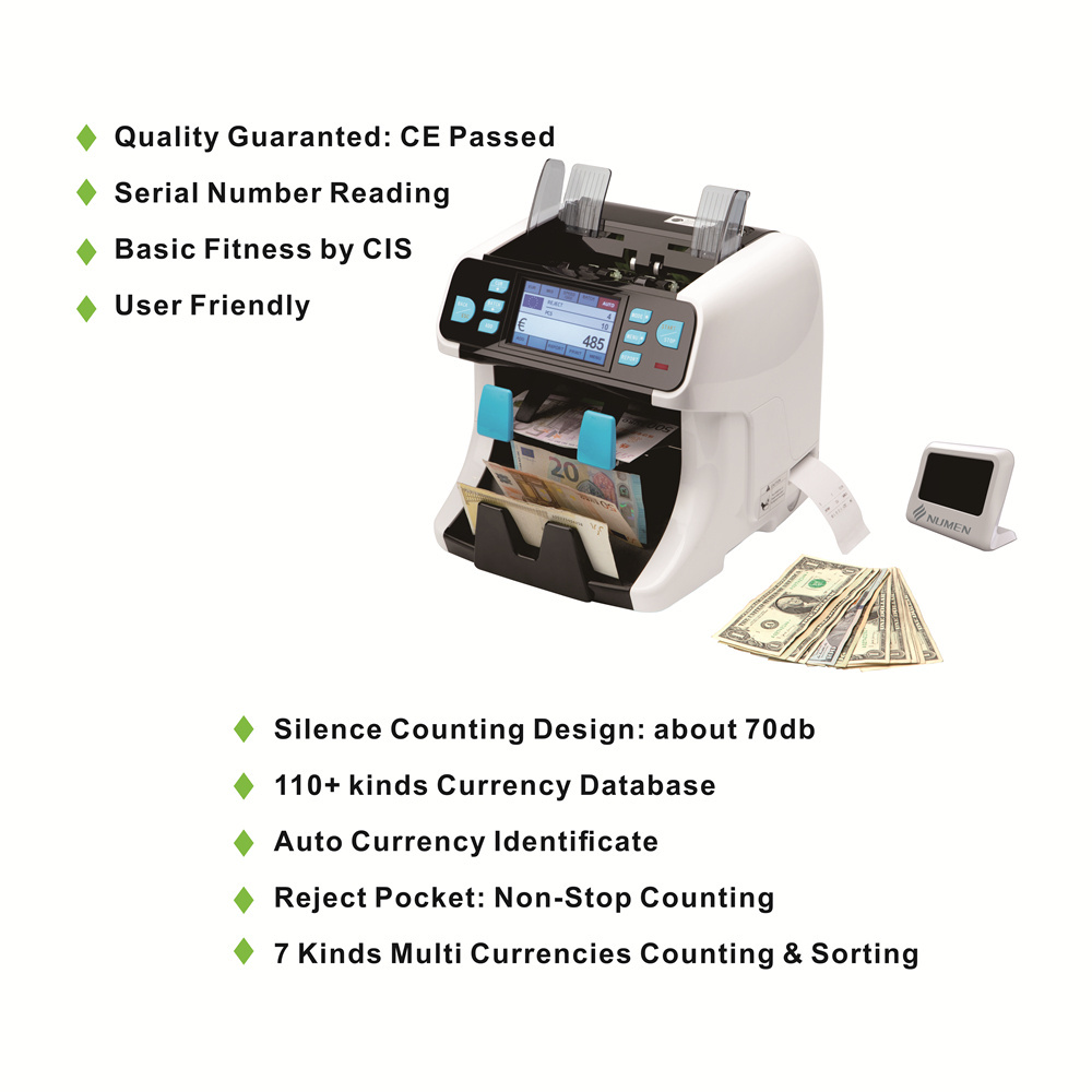 2 Pockets Money Counting Machine  Sorting Machine Bill Counter Professional Bill Sorting Machine Currency Detector Counter