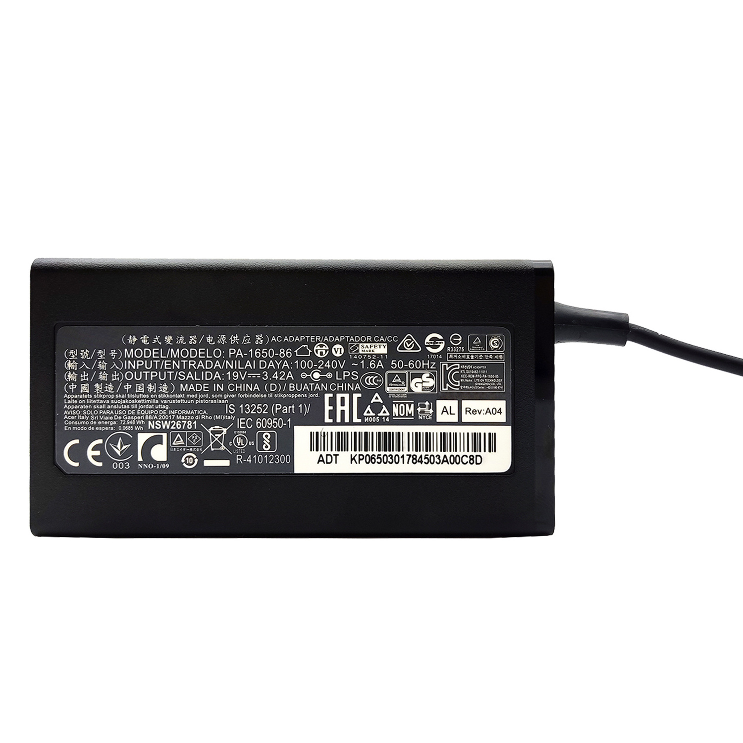 19V 3.42A PA-1650-86 5.5*1.7mm AC Adapter For ACER Aspire ES1-512 E5-573 E5-573G E15 E5-573-3870 E5-573T TRAVELMATE TMP446-M TRA