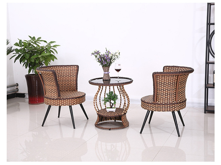 acacia patio balcony pe rattan table and sofa chairs iron outdoor coffee set