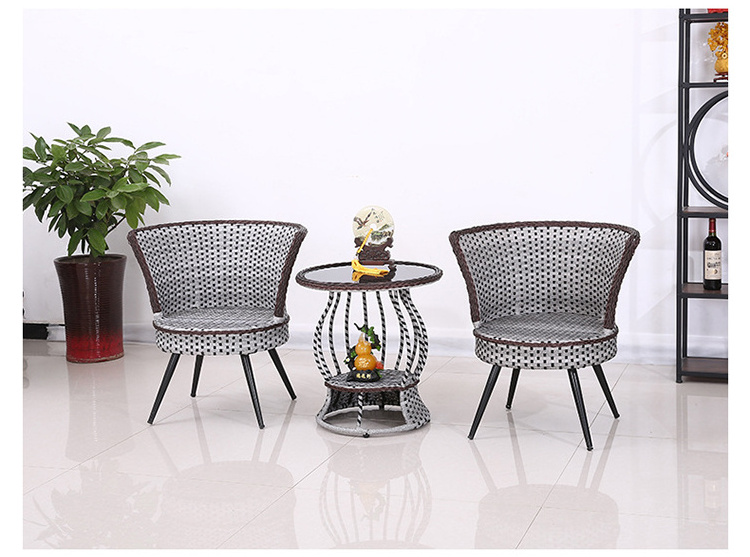 acacia patio balcony pe rattan table and sofa chairs iron outdoor coffee set