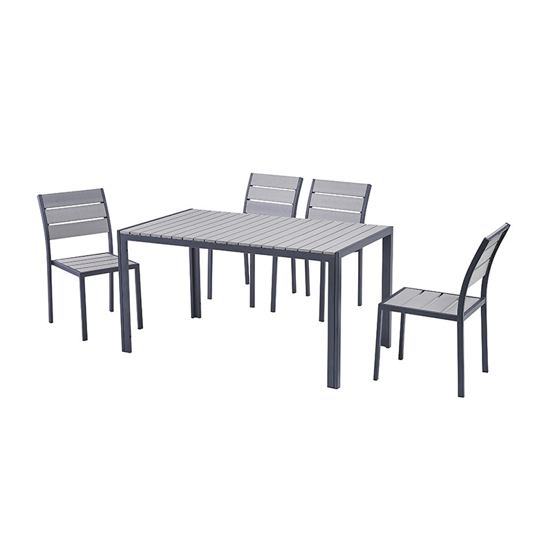 modern waterproof aluminum wood french bistro garden furniture dinning table and chairs patio outdoor dining set 4 6 8 seater