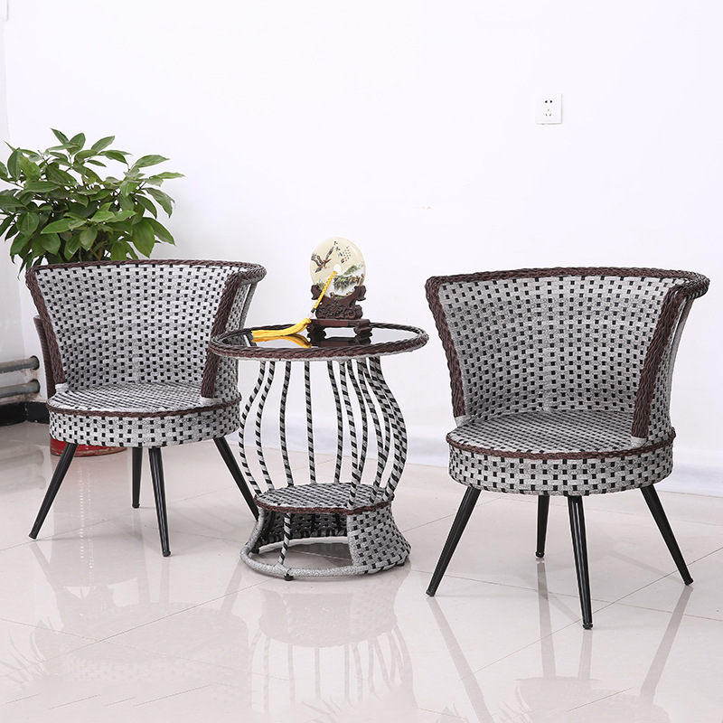 acacia patio balcony pe rattan table and sofa chairs iron outdoor coffee set