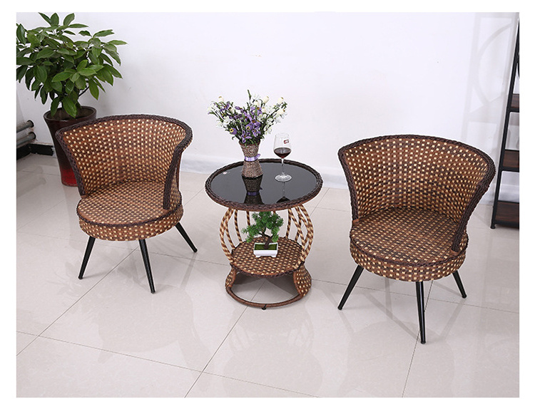 acacia patio balcony pe rattan table and sofa chairs iron outdoor coffee set