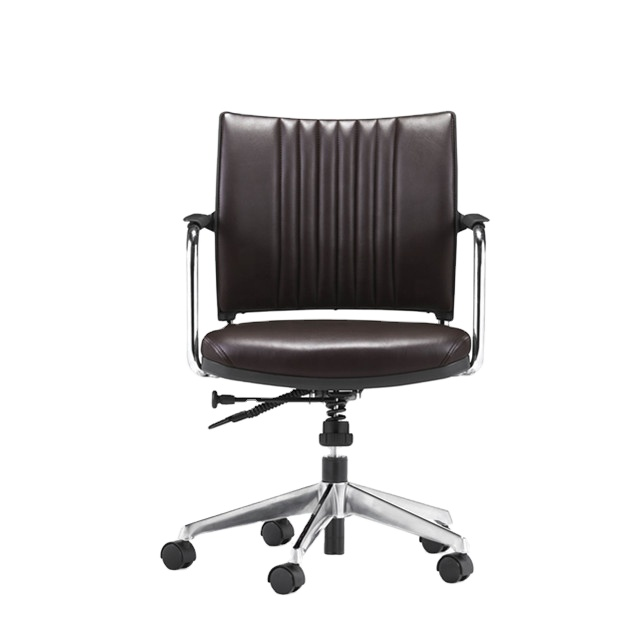 Office hotel project middle back swivel tilt and lock pu leather office chair with wheels