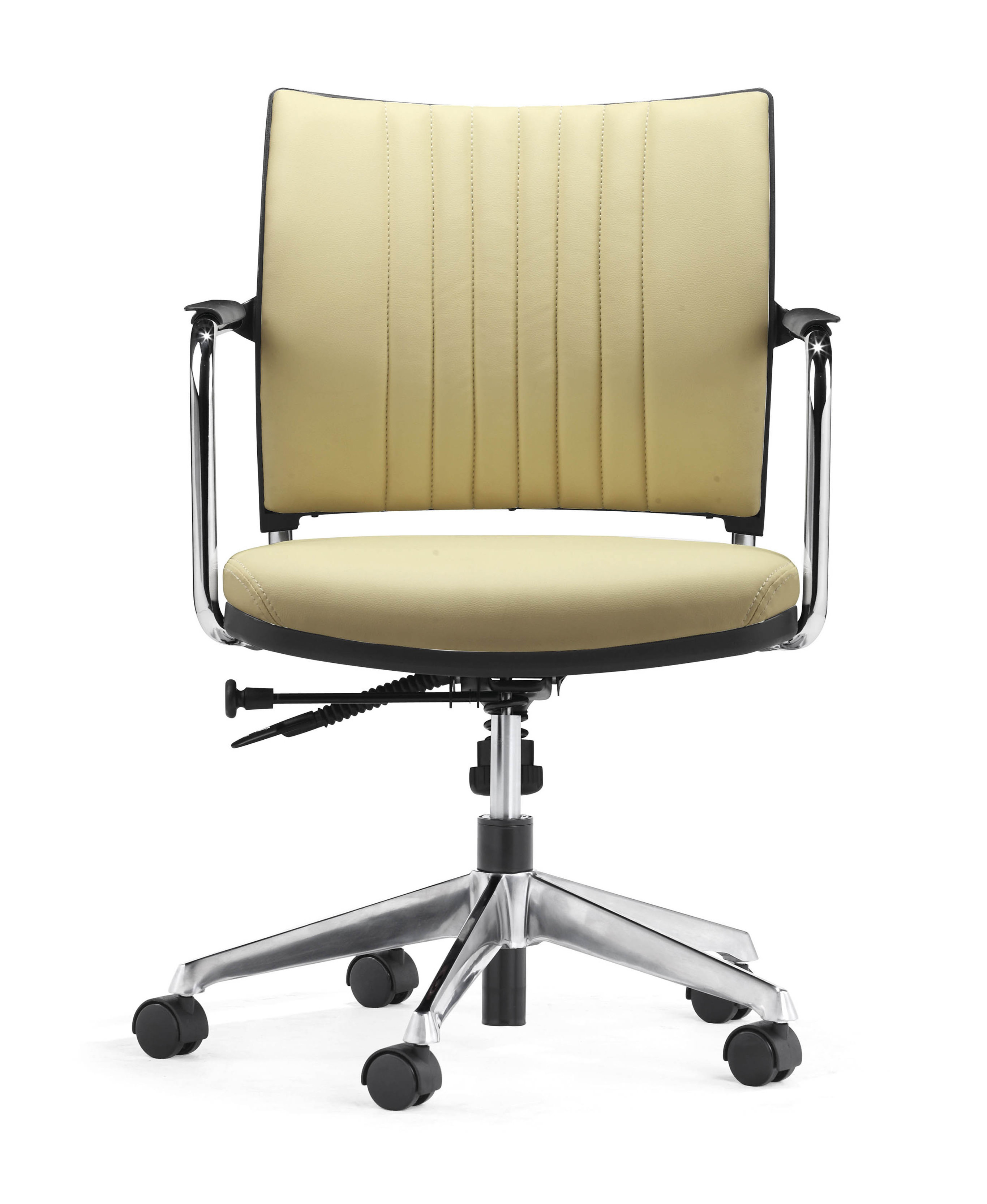 Office hotel project middle back swivel tilt and lock pu leather office chair with wheels