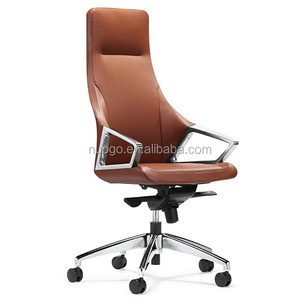 High quality modern design American work long back ergonomic computer coffee real cow leather conference room office chair