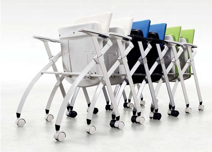 Folding seat stackable school chair training chair with writing table