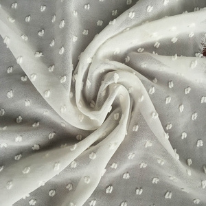 Dots Chiffon for Blouse Cutting Swiss /jacquard Swiss Cut Flower Polyester Crepe Jacquard Fabric Woven 100% Polyester ASTM N0009