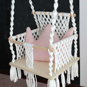 Hanging Baby Hammock Cradle Macrame Wooden Swing Chair