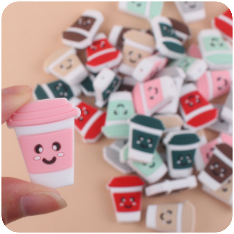 Food Grade Coffee Silicone Beads Coffee Cup Silicone Baby Teether Soother Teething Relief Toys Pacifier Chain Making Accessories