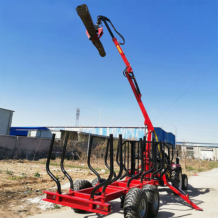 Professional with crane dump loader timber crane atv trailer log atv log trailer with crane made in China