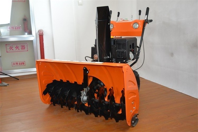 Gasoline snow blower with brush engine gas walk behind plow