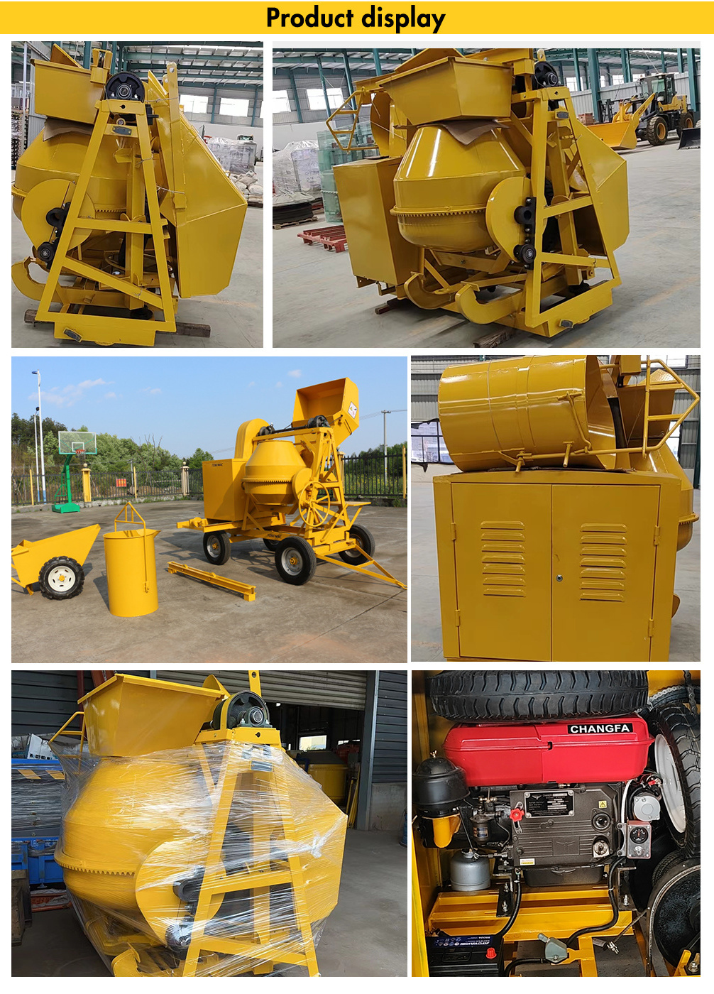 Mixer Grider 350L 500L  Diesel Engine Mobile Concrete Mixer Machine With Pump