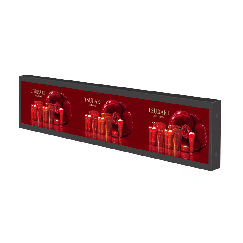 Custom 28 38 58 inch shelf edge strip display stretch strip advertising screen digital signage