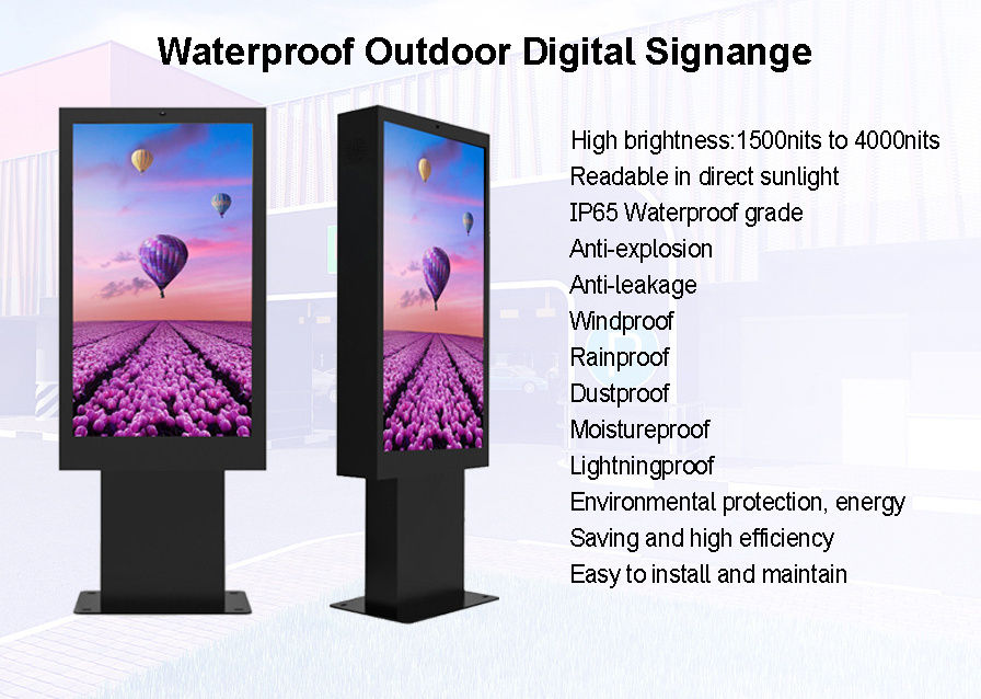 49inches Fanless Outdoor Advertising Screen Drive Thru System LCD Menu Board Waterproof Kiosk Totem Digital Sign Signage Display