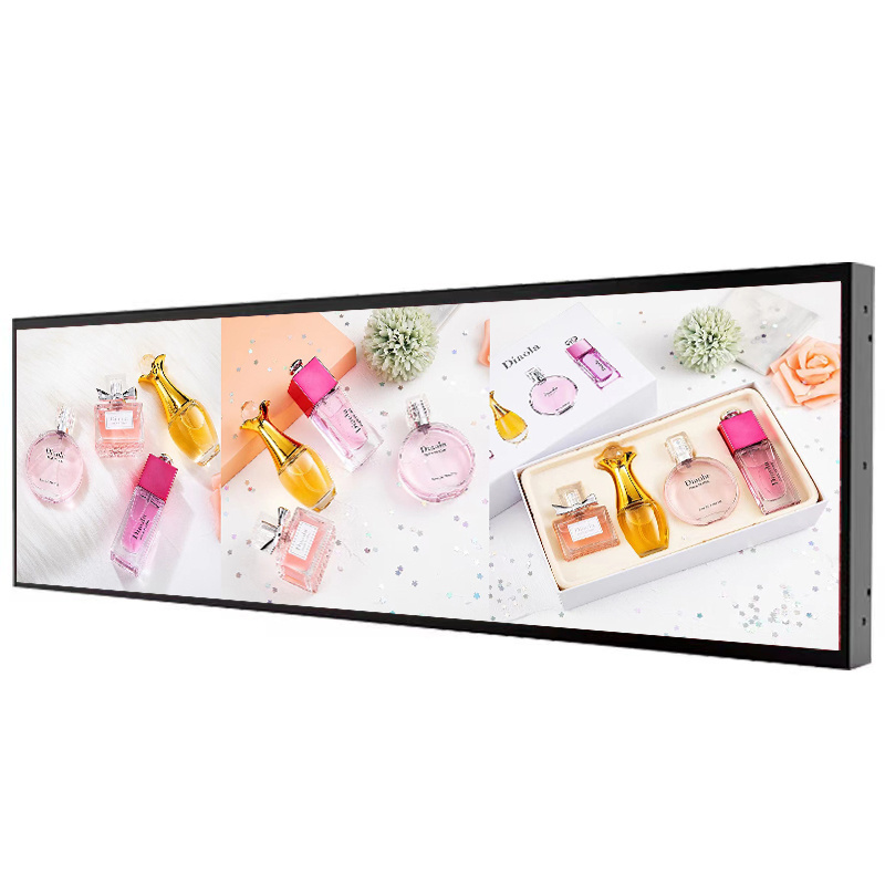 Custom 28 38 58 inch shelf edge strip display stretch strip advertising screen digital signage