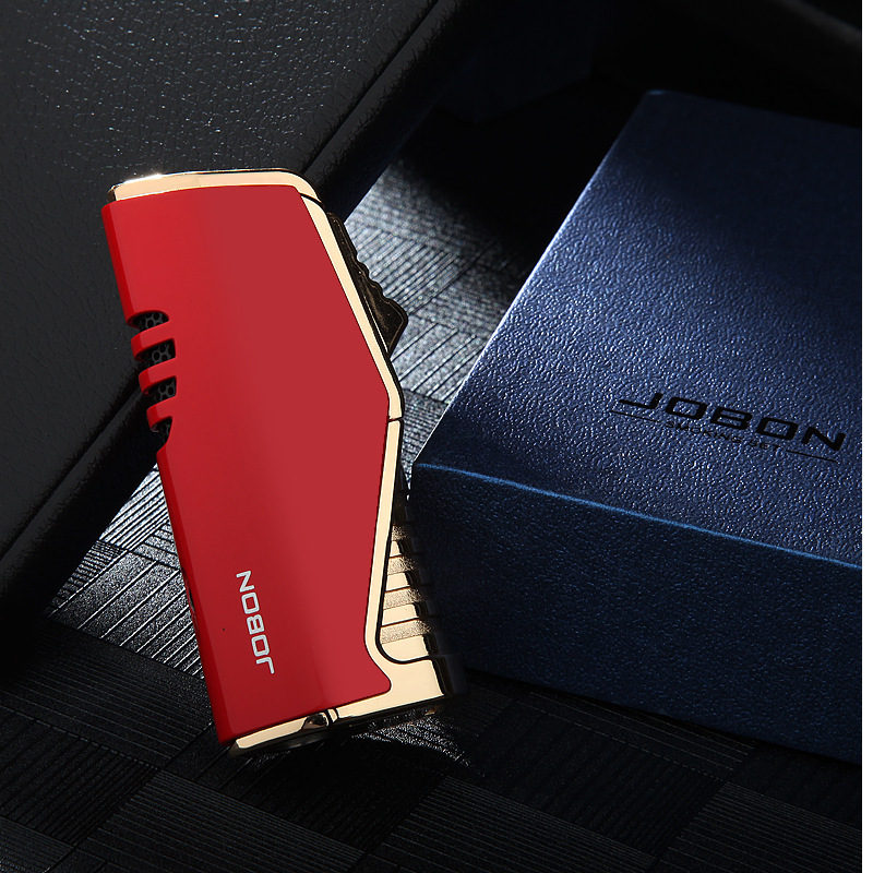 Wholesale Luxury 2 Jet Refillable Butane Gas Custom logo Torch Flame Lighter Briquet Feuerzeug For Smoke Cigar Custom Logo