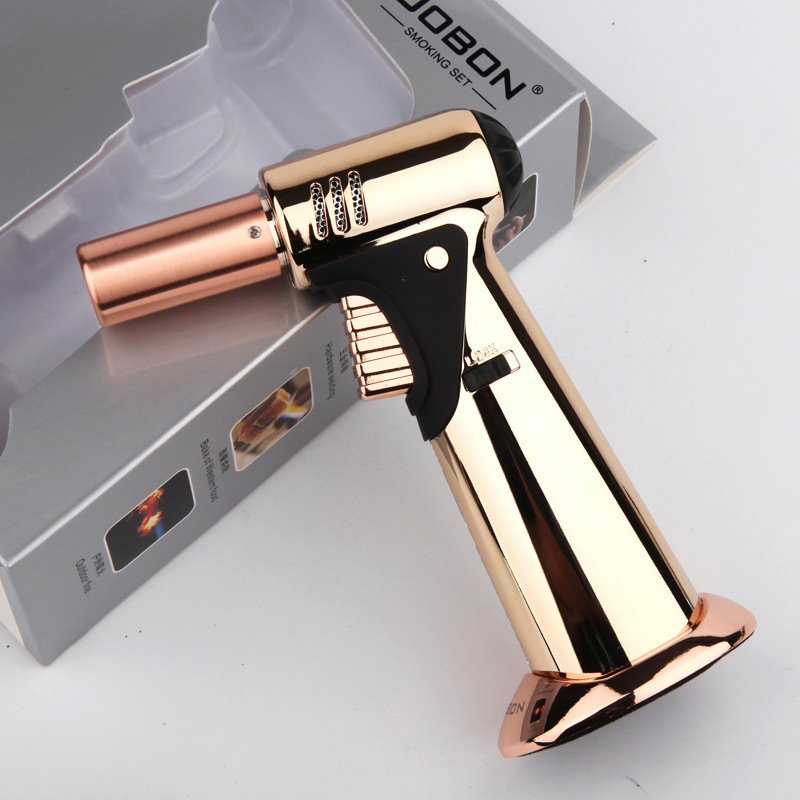 JOBON smoke gun cigar cigarette wholesale customized custom logo Butane Gas Jet Blue Flame Big BBQ metal Torch Lighter