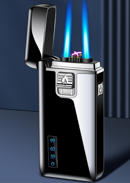 Innovative dual-purpose electric lighter torch electric arc straight-through lighter high-power custom logo cigar lighter