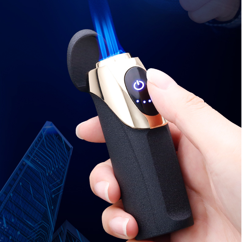 Custom logo 3 jet flame Outdoor Touch Sensor USB Rechargeable cigarette tobacco cigar punch