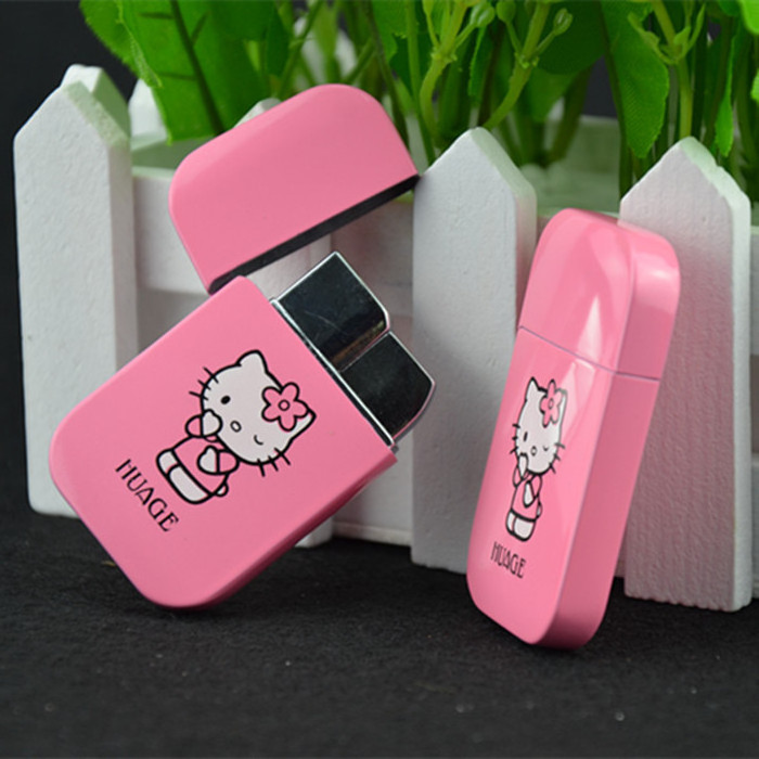 Pink Hello Kitty Lighter Windproof Pink Flame Cute Lighter for Girls