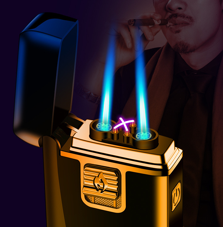 Innovative dual-purpose electric lighter torch electric arc straight-through lighter high-power custom logo cigar lighter