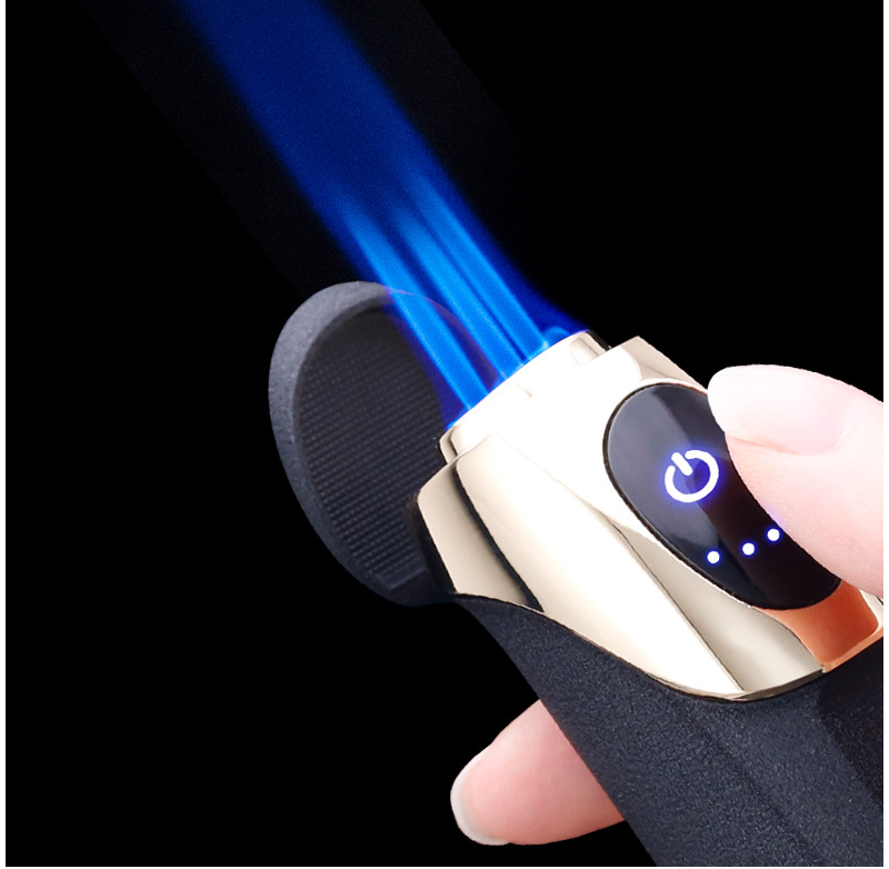 Custom logo 3 jet flame Outdoor Touch Sensor USB Rechargeable cigarette tobacco cigar punch