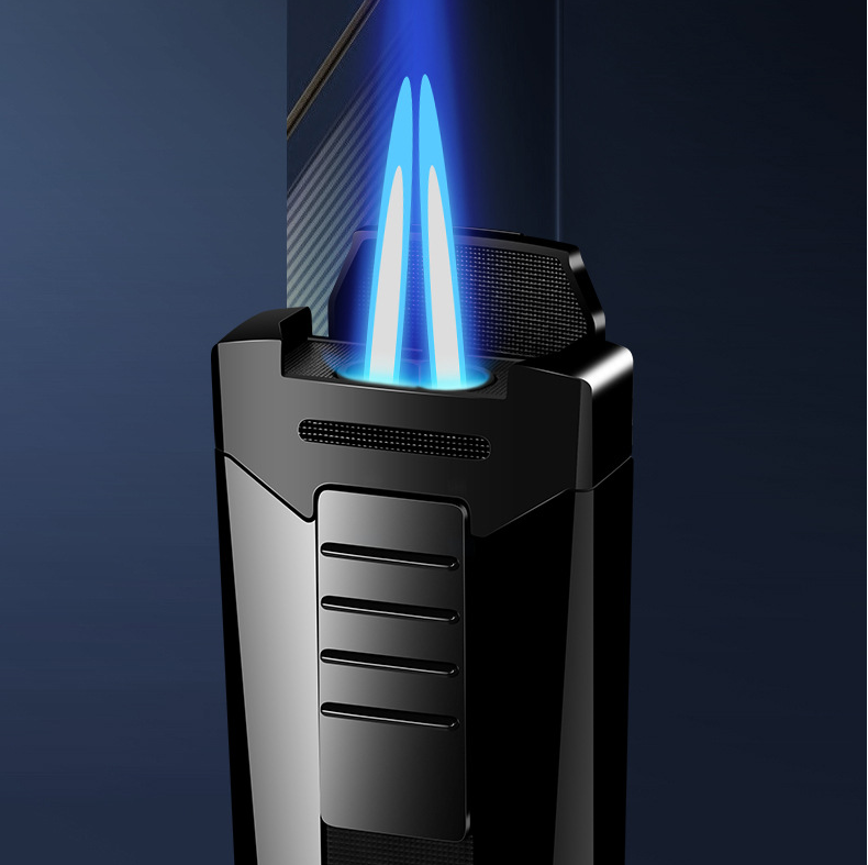 Hot Sale Torch lighter double jet blue flame windproof gas refillable cigar lighters jet flame