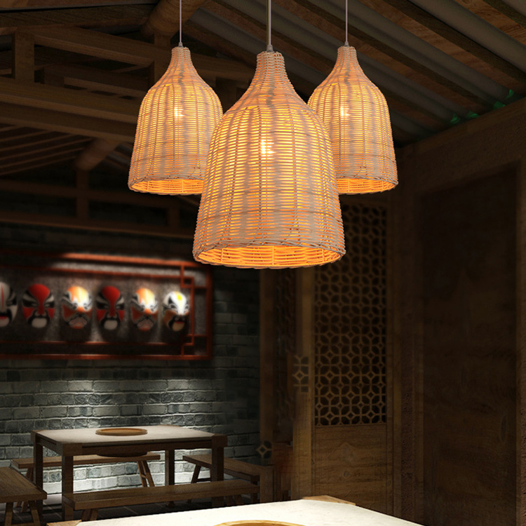 Boho Style Handmade Wicker Pendant Light Art Rattan Ceiling Light Cafe Luxury Indoor Bamboo Chandeliers