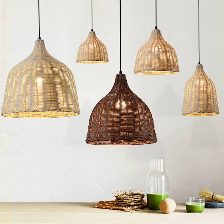 Nordic Designer Hanging Ceiling Lighting Rattan Chandelier Modern Wicker Pendant Light For Restaurant