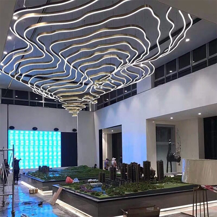 Professional Custom Hotel Hall Decoration Glass Large Engineering LED Chandelier Lighting Fixture