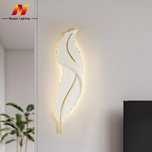 Contemporary Indoor Decoration Custom Modern Living Room Bedroom Resin White Feather Wall Light