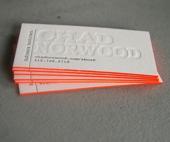 colour edge business cards with letterpress printing