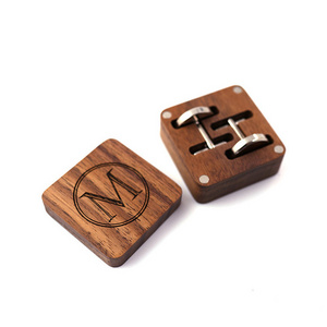 Men cufflinks blank Box Package Can Custom Logo on Wooden Box Cufflink manufacturer wholesale