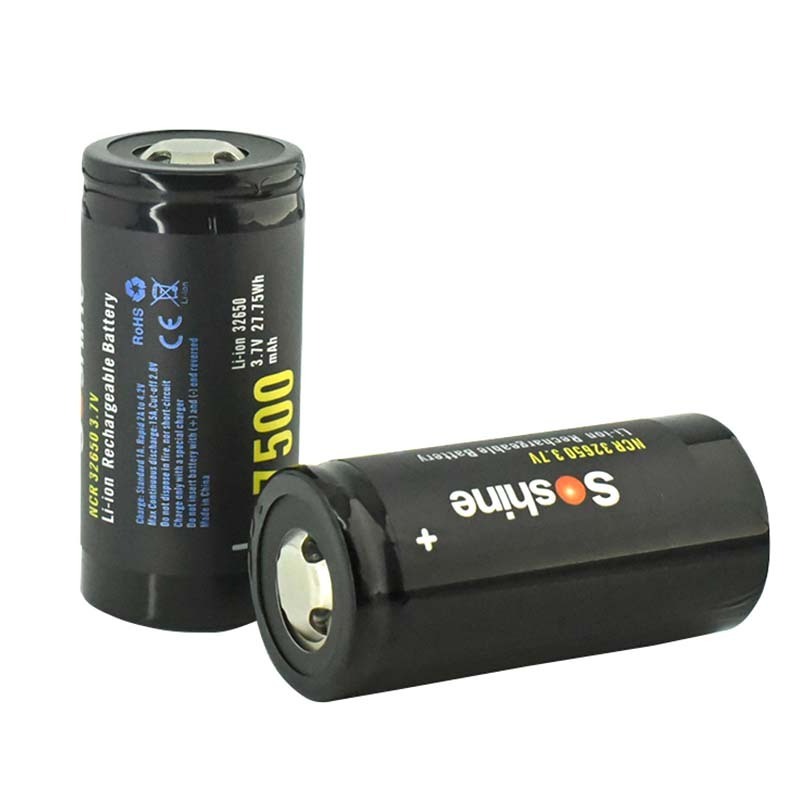 Soshine 32650 3.7V 7500mAh Protected Rechargeable Li-ion Battery