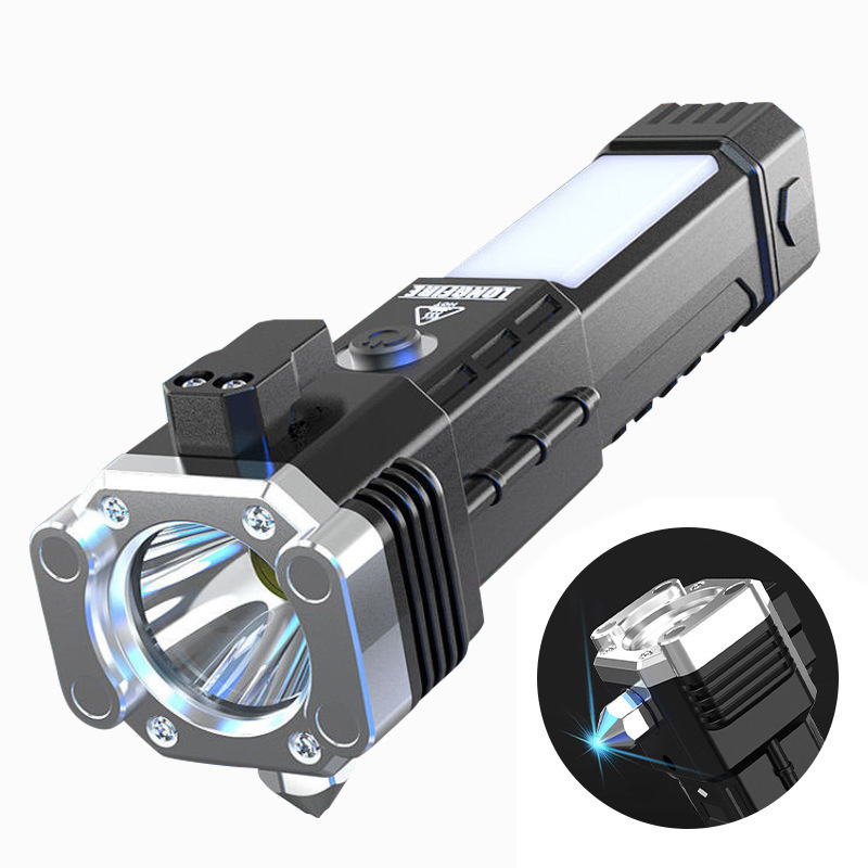 Multifunctional Rescue Flashlight Car Safety Hammer USB Charging Outdoor Household Searchlight